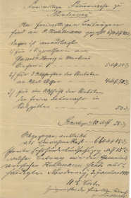 Der erste Kassenbericht vom 3. Januar 1885