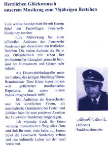 75 Jahre Musikzug der Freiwilligen Feuerwehr Norderney - 15.09.1995
