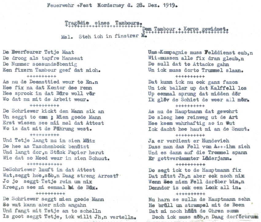 Stiftungsfest 1919 - Tragödie eines Tambours (Trommler)