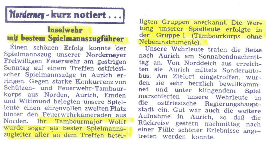 Wilhelm Wolff ist bester Tambourmajor von Ostfriesland - 10.03.1958