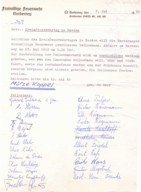 Kreisfeuerwehrtag in Norden am 13.05.1962
