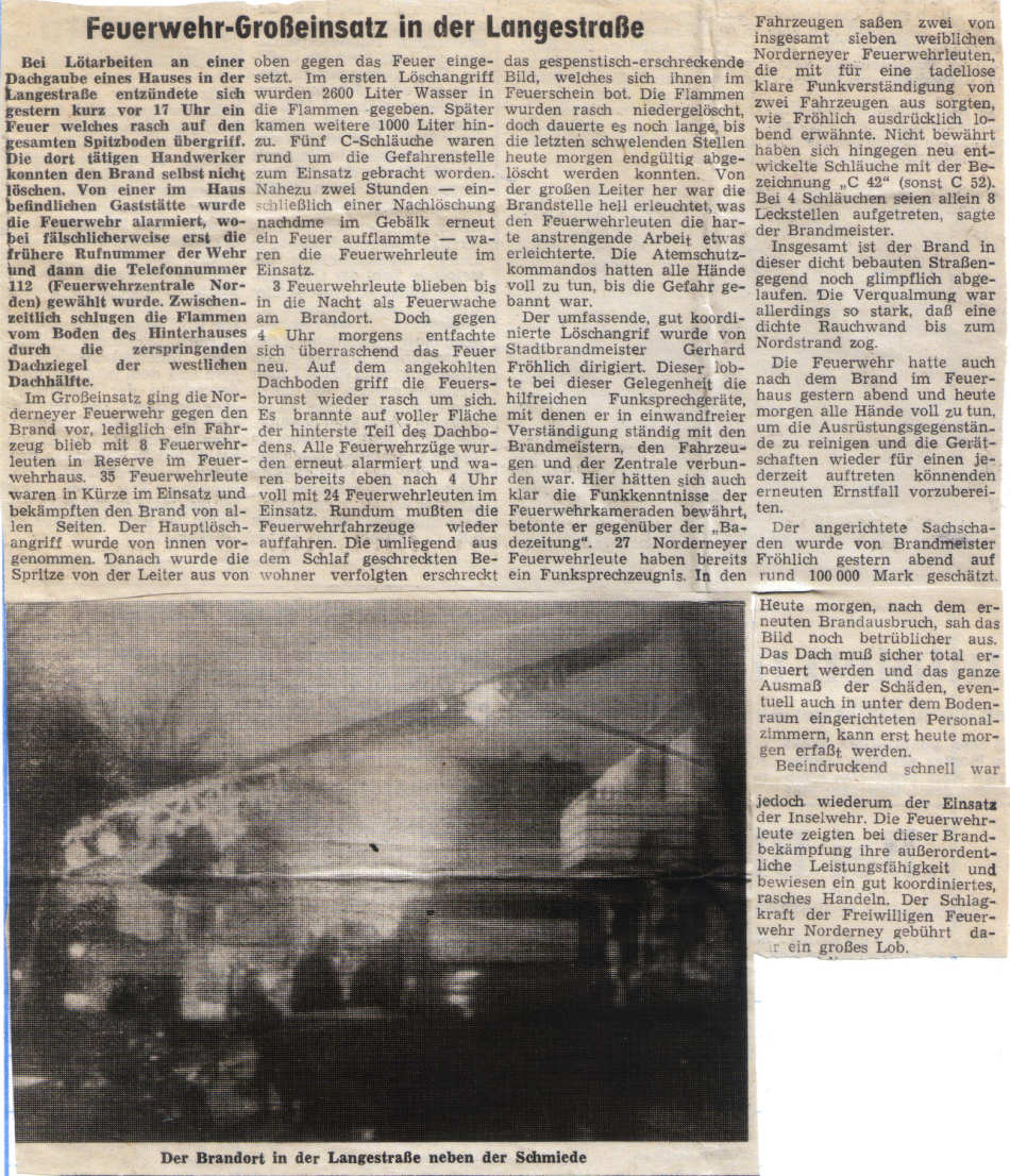 Brand in der Bierstube "Klön-Stuv" 03. + 04.12.1984
