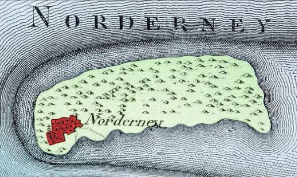 Karte von Norderney im Jahr 1805.