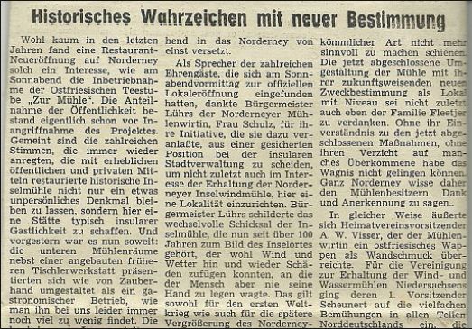 Bericht aus der Norderneyer Badezeitung vom 5. April 1971.